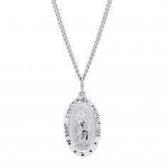 Saint Christopher Oval Medallion Pendant With 19-Inch Chain