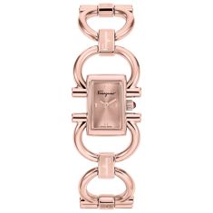 Ferragamo Double Gancini Mini Ion-Plated Rose Gold Bracelet Watch | 13.5mmx20.5mm | SFKH00223