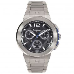 Ferragamo F-80 Titanium Tech Black Dial and Stainless Steel Bracelet Watch | 44mm | SFMT00422