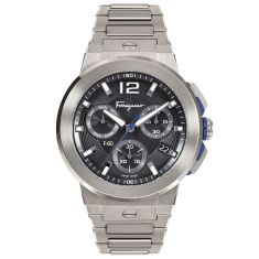 Ferragamo F-80 Titanium Tech Black Dial and Stainless Steel Bracelet Watch | 44mm | SFMT00422