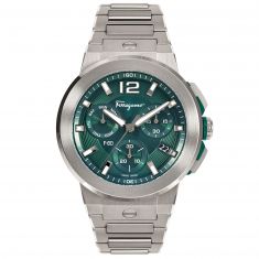 Ferragamo F-80 Titanium Tech Green Dial and Stainless Steel Bracelet Watch | 44mm | SFMT00522