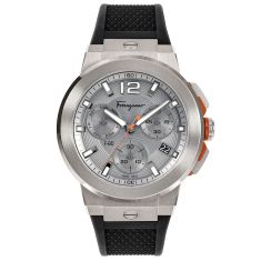 Ferragamo F-80 Titanium Tech Grey Dial and Black Silicone Strap Watch | 44mm | SFMT00122