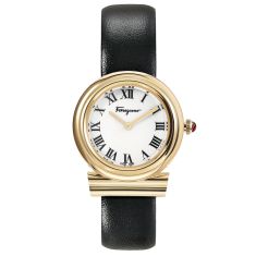 Ferragamo Gancini Black Leather Strap Watch | 28mm | SFMV00822