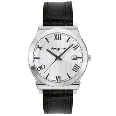 Ferragamo Gancini Black Leather Strap Watch | 41mm | SFKM00123