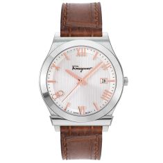 Ferragamo Gancini Brown Leather Strap Watch | 41mm | SFKM00323