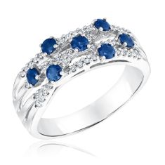 Sapphire and 1/5ctw Diamond Orbit Ring