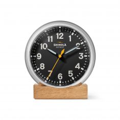 Shinola The Runwell Desk Clock in Chrome and Black | S2620126129