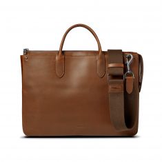 Shinola The Slim Traveler Brief Brown Leather Bag | S0320244687