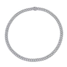 Shy Creation 11 1/2ctw Diamond Pave White Gold Link Necklace