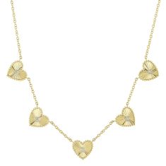 Shy Creation 1/10ctw Diamond Bezel Heart Yellow Gold Necklace