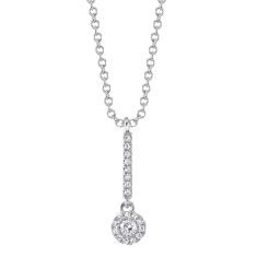 Shy Creation 1/10ctw Diamond Halo White Gold Pendant Necklace