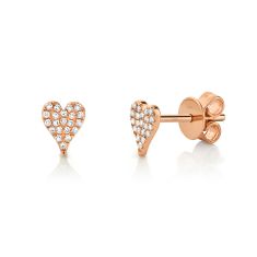 Shy Creation 1/10ctw Diamond Heart Rose Gold Stud Earrings