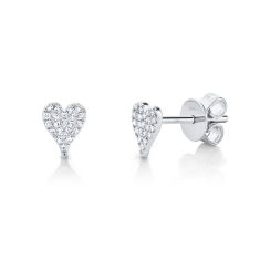 Shy Creation 1/10ctw Diamond Heart White Gold Stud Earrings