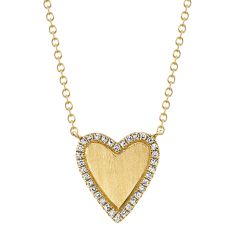 Shy Creation 1/10ctw Diamond Heart Yellow Gold Necklace