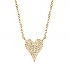 Shy Creation 1/10ctw Diamond Pavé Heart Yellow Gold Necklace