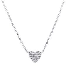 Shy Creation 1/10ctw Diamond Pave Heart White Gold Necklace