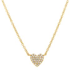 Shy Creation 1/10ctw Diamond Pave Heart Yellow Gold Necklace