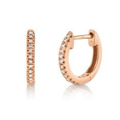 Shy Creation 1/15ctw Diamond Huggie Hoop Rose Gold Earrings