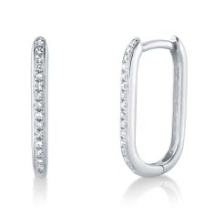 Shy Creation 1/15ctw Diamond White Gold Oval Hoop Earrings