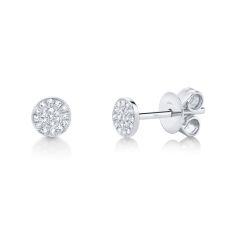 Shy Creation 1/15ctw Diamond White Gold Stud Earrings