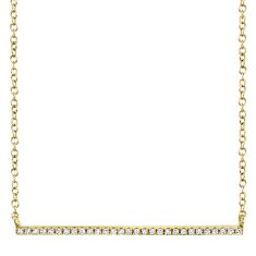 Shy Creation 1/15ctw Diamond Yellow Gold Bar Necklace