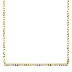 Shy Creation 1/15ctw Diamond Yellow Gold Bar Necklace