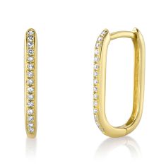 Shy Creation 1/15ctw Diamond Yellow Gold Oval Hoop Earrings