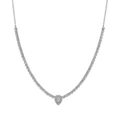 Shy Creation 1 1/4ctw Pear Diamond White Gold Tennis Necklace