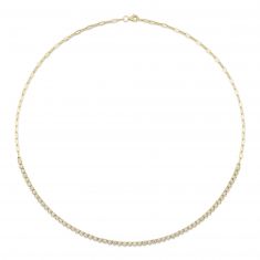 Shy Creation 1 1/8ctw Diamond Yellow Gold Paperclip Link Tennis Necklace