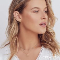 Shy Creation 1/20ctw Diamond Cross White Gold Pendant Necklace