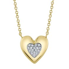 Shy Creation 1/20ctw Diamond Heart Yellow Gold Necklace