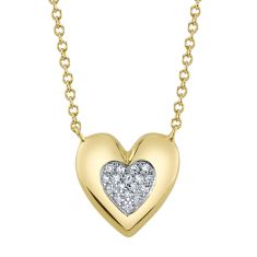 image of Shy Creation 1/20ctw Diamond Heart Yellow Gold Necklace with sku:SC55025297RD