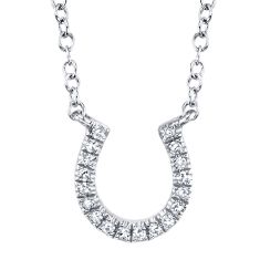 Shy Creation 1/20ctw Diamond Horseshoe White Gold Necklace