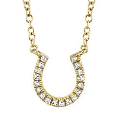 Shy Creation 1/20ctw Diamond Horseshoe Yellow Gold Necklace