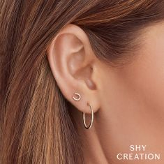 Shy Creation 1/20ctw Diamond Horseshoe Yellow Gold Stud Earrings