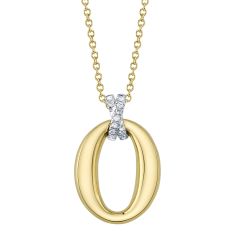 Shy Creation 1/20ctw Diamond Oval Two-Tone Gold Pendant Necklace