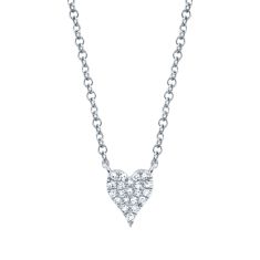 Shy Creation 1/20ctw Diamond Pave Heart White Gold Necklace