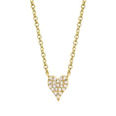 Shy Creation 1/20ctw Diamond Pave Heart Yellow Gold Necklace