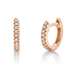 Shy Creation 1/20ctw Diamond Rose Gold Mini Huggie Hoop Earrings