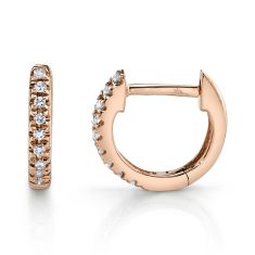 Shy Creation 1/20ctw Diamond Rose Gold Mini Huggie Hoop Earrings
