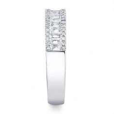 Shy Creation 1/2ctw Baguette and Round Diamond White Gold Band Ring