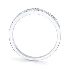 Shy Creation 1/2ctw Baguette and Round Diamond White Gold Band Ring