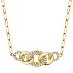 Shy Creation 1/2ctw Diamond Link Yellow Gold Necklace
