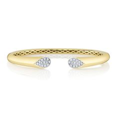 Shy Creation 1/2ctw Diamond Two-Tone Gold Open Bangle Bracelet