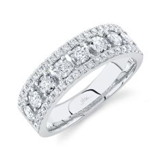 Shy Creation 1/2ctw Round Diamond Multi-Row White Gold Band Ring