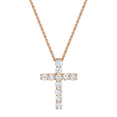 Shy Creation 1/3ctw Diamond Cross Rose Gold Pendant Necklace