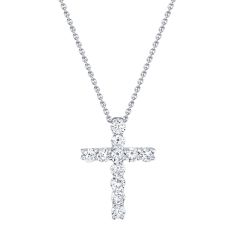 Shy Creation 1/3ctw Diamond Cross White Gold Pendant Necklace