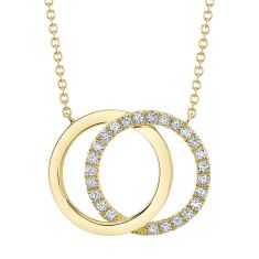 Shy Creation 1/3ctw Diamond Love Knot Circle Yellow Gold Necklace