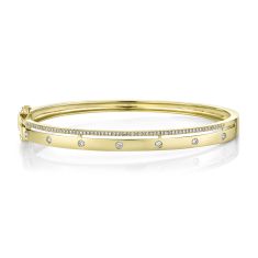 Shy Creation 1/3ctw Diamond Yellow Gold Bangle Bracelet