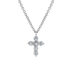 Shy Creation 1/4ctw Diamond White Gold Cross Pendant Necklace